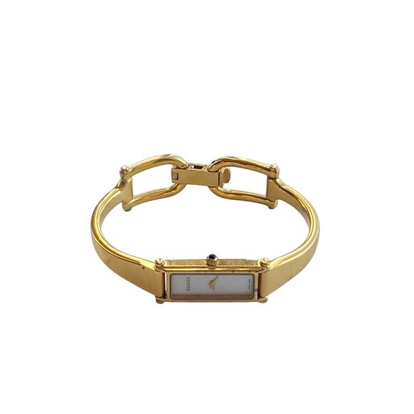 Gucci 1500L Gold-Tone Bangle Watch with White Dial - Picture 3 of 9